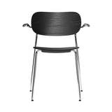 Co Chair with Armrests: Chrome + Black Oak