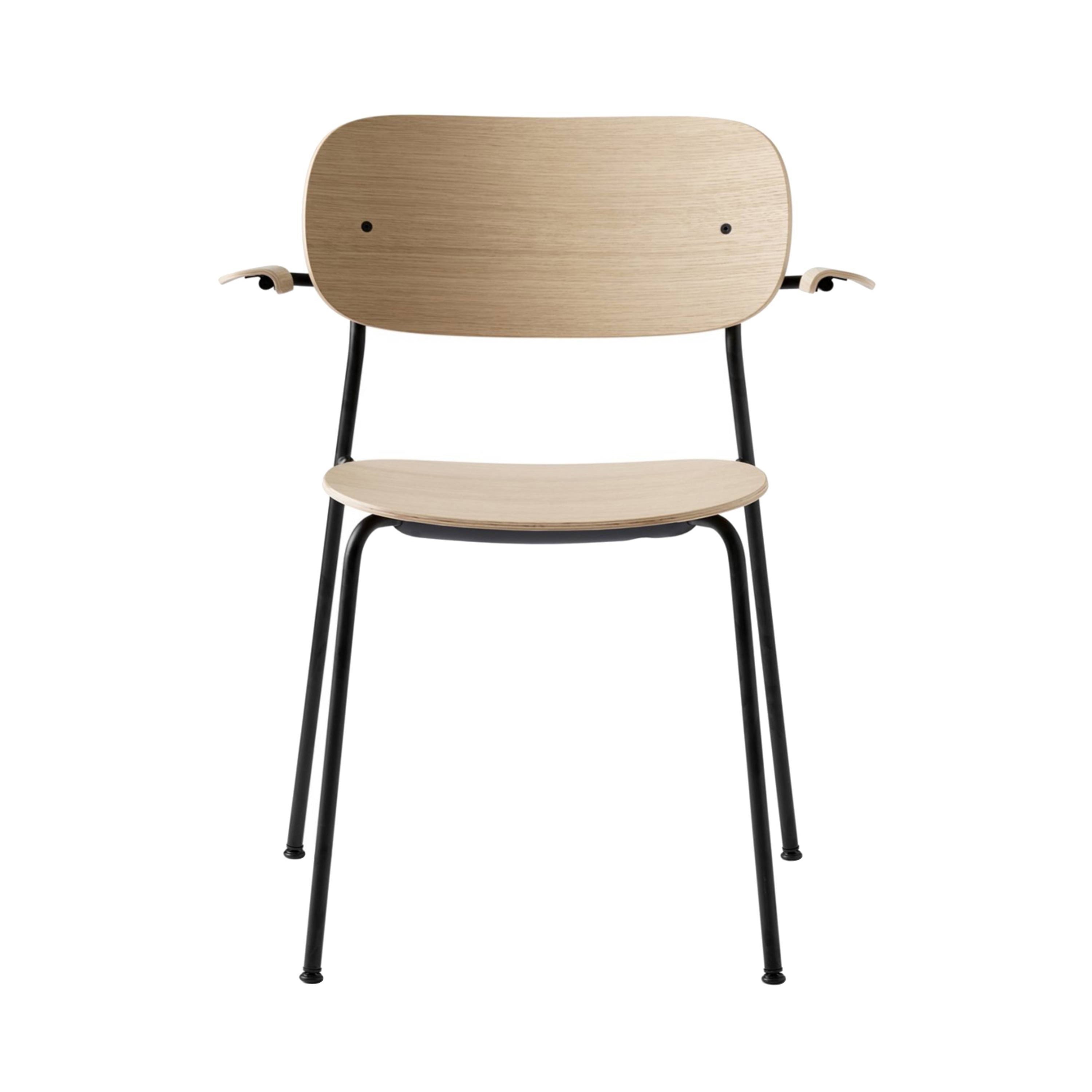 Co Chair with Armrests: Black + Natural Oak
