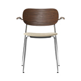 Co Chair with Armrests: Seat Upholstered + Dark Stained Oak + Chrome