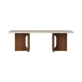 Androgyne Lounge Table: Kunis Breccia Sand Marble + Walnut