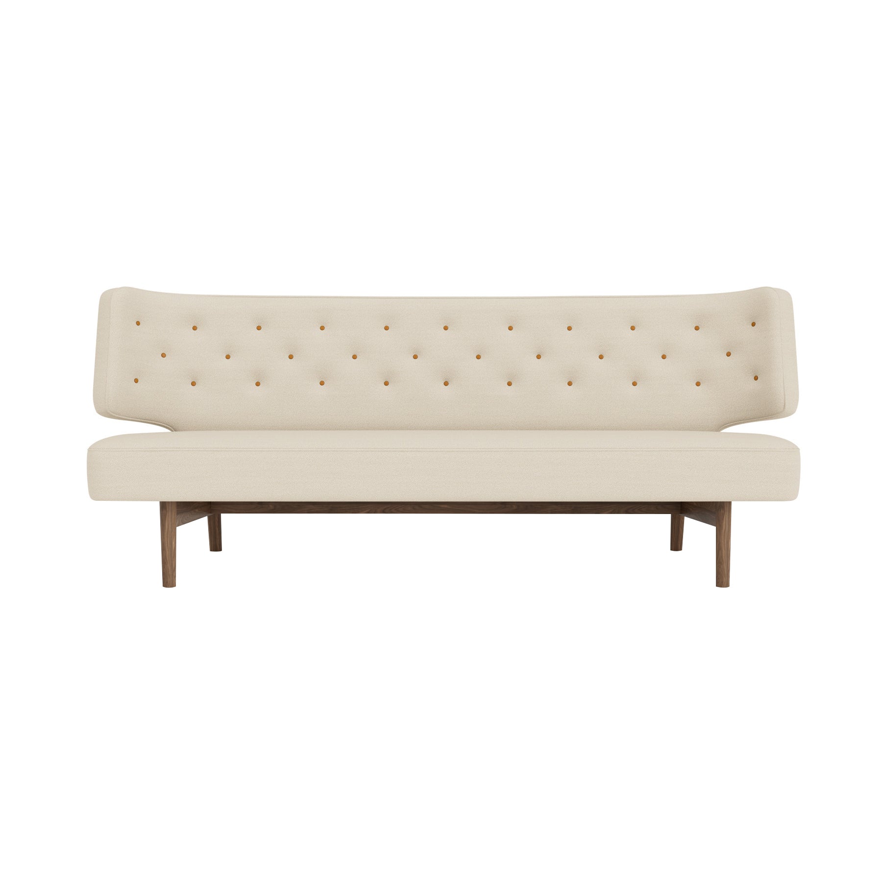Radiohus 2 Seater Sofa: With Buttons + Walnut + Hallingdal 65 200