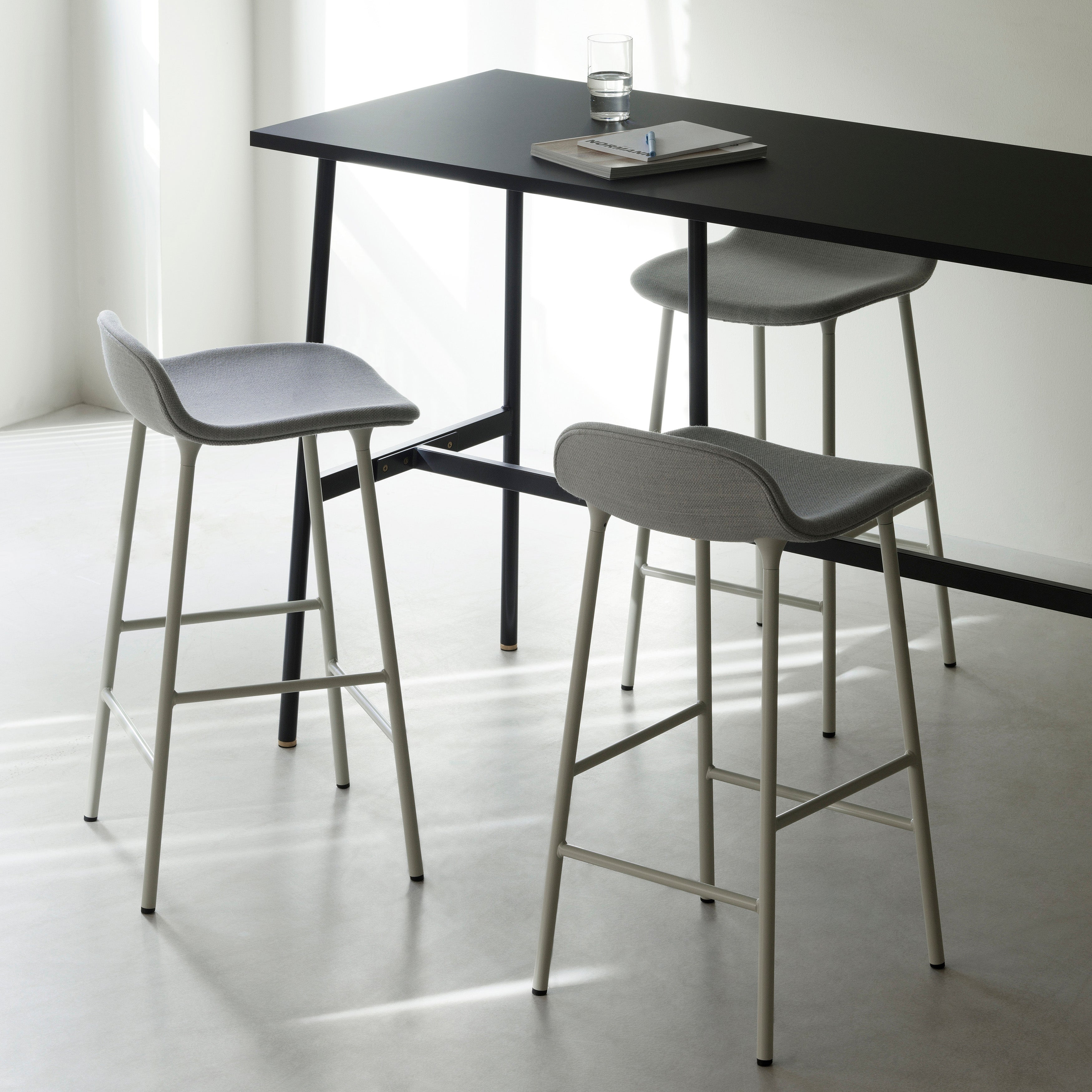 Form Counter Stool: Steel Base + Upholstered