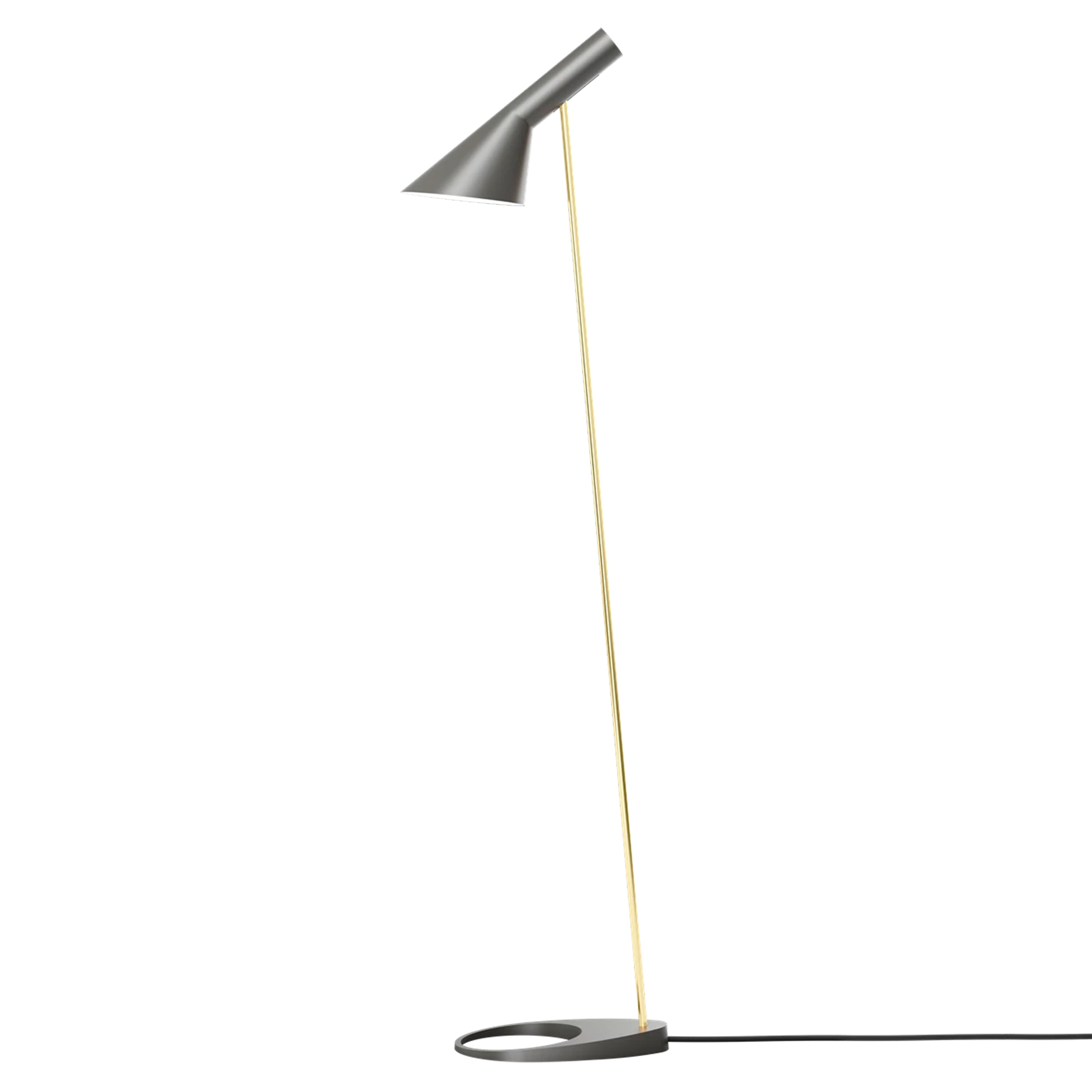 AJ Floor Lamp: Warm Grey + Brass + Black