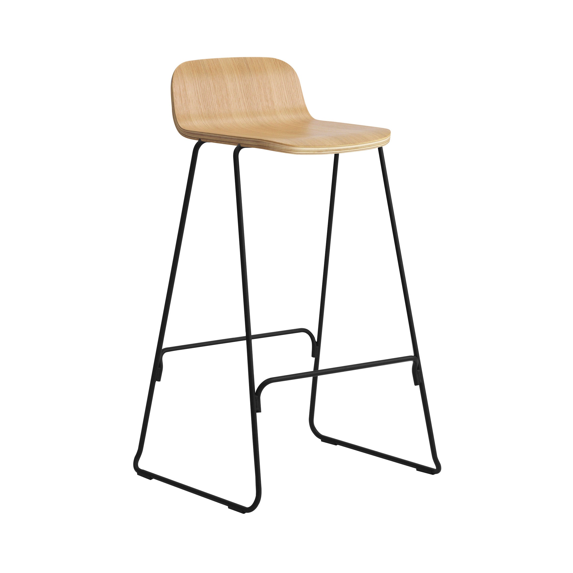 Just Bar + Counter Stool with Back: Bar + Oak + Black