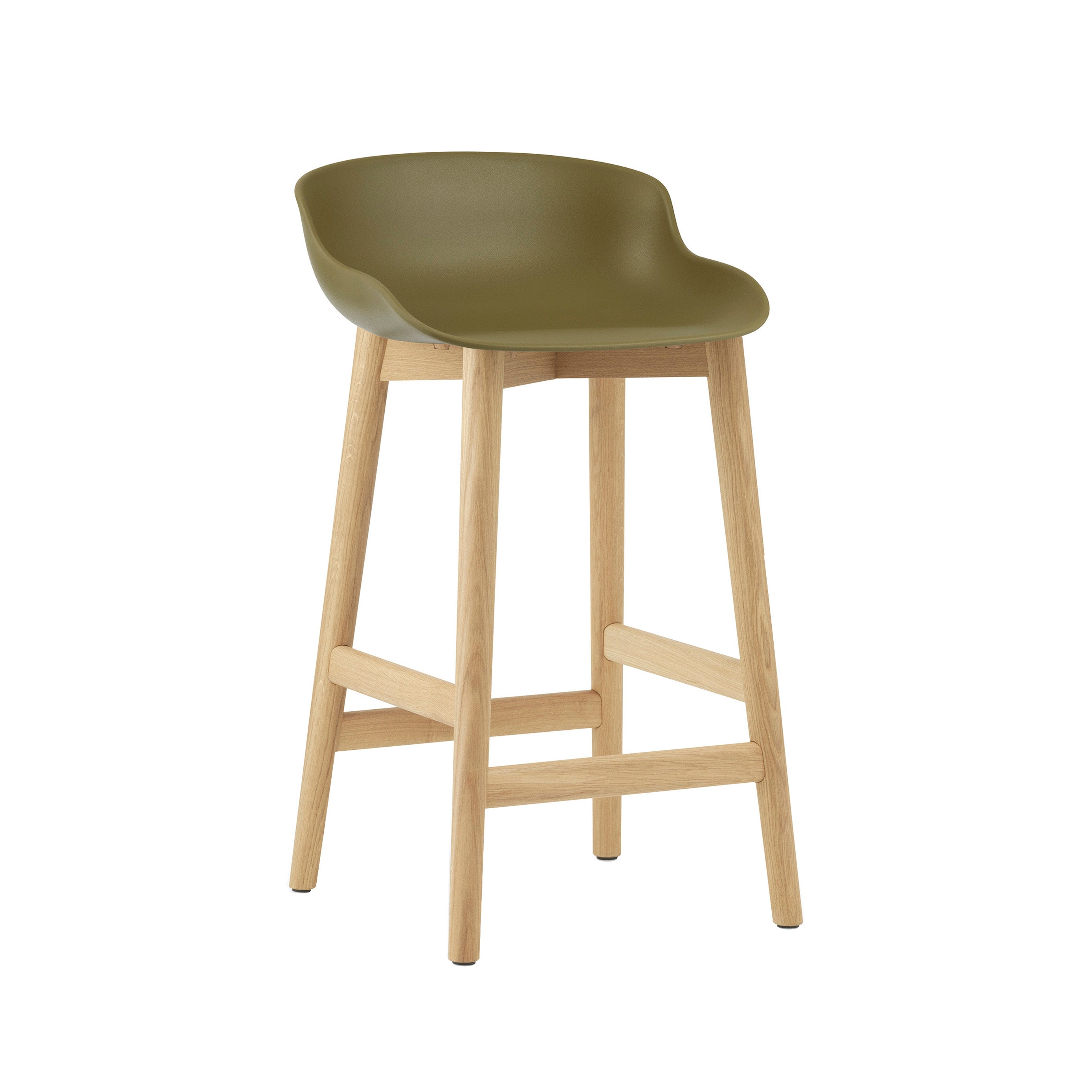 Hyg Bar + Counter Stool: Wood Base + Counter + Olive + Oak