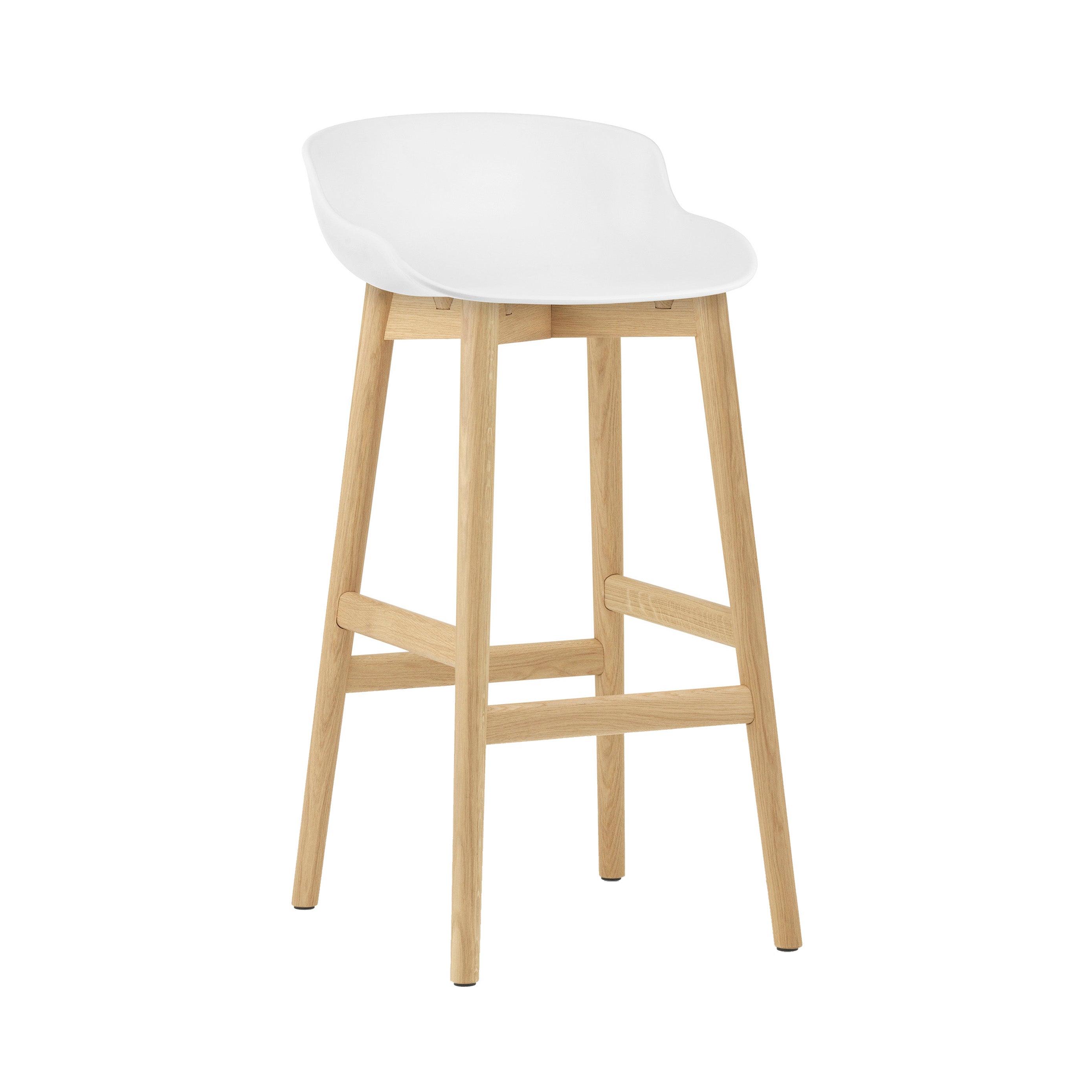 Hyg Bar + Counter Stool: Wood Base + Bar + White + Oak