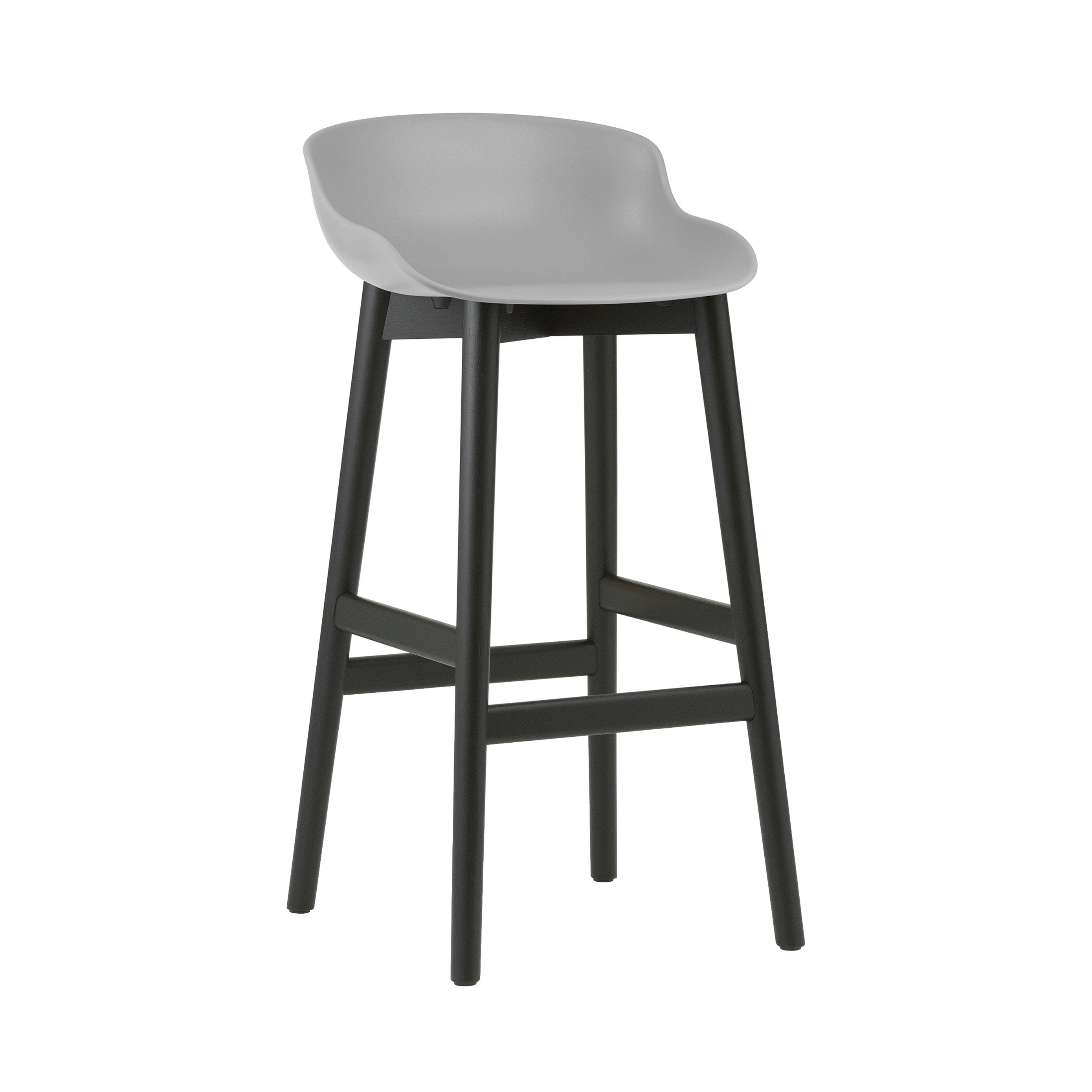 Hyg Bar + Counter Stool: Wood Base + Bar + Grey + Black Oak