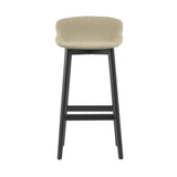 Hyg Bar Stool: Wood Base + Full Upholstered + Black Oak