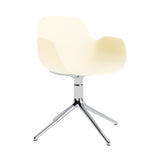 Form Armchair: Swivel + Cream +  Aluminum + Without Casters