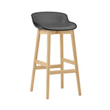 Hyg Bar Stool: Wood Base + Front Upholstered + Oak + Black