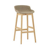 Hyg Bar Stool: Wood Base + Front Upholstered + Oak + Sand