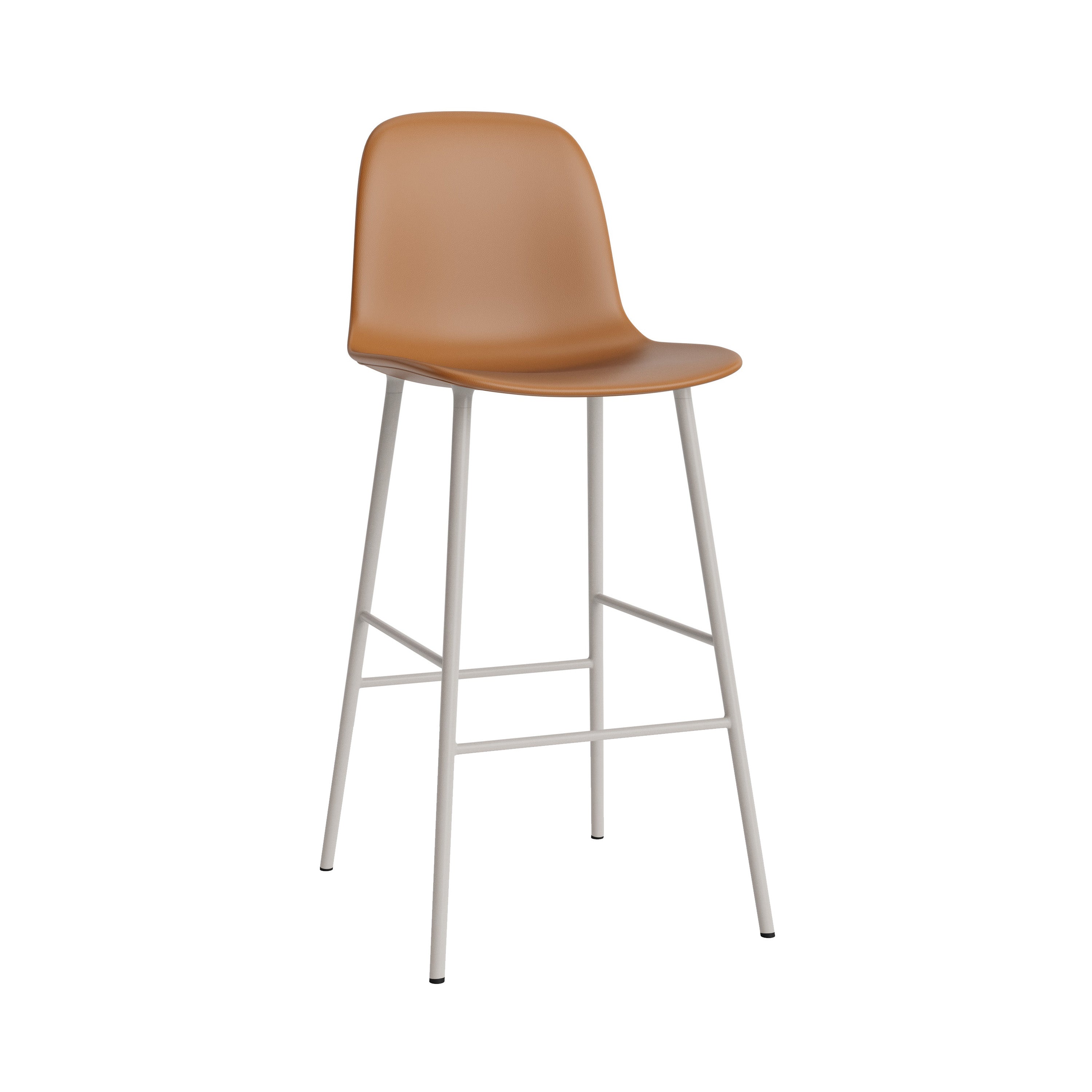 Form Bar Chair: Steel Base + Upholstered + Warm Grey