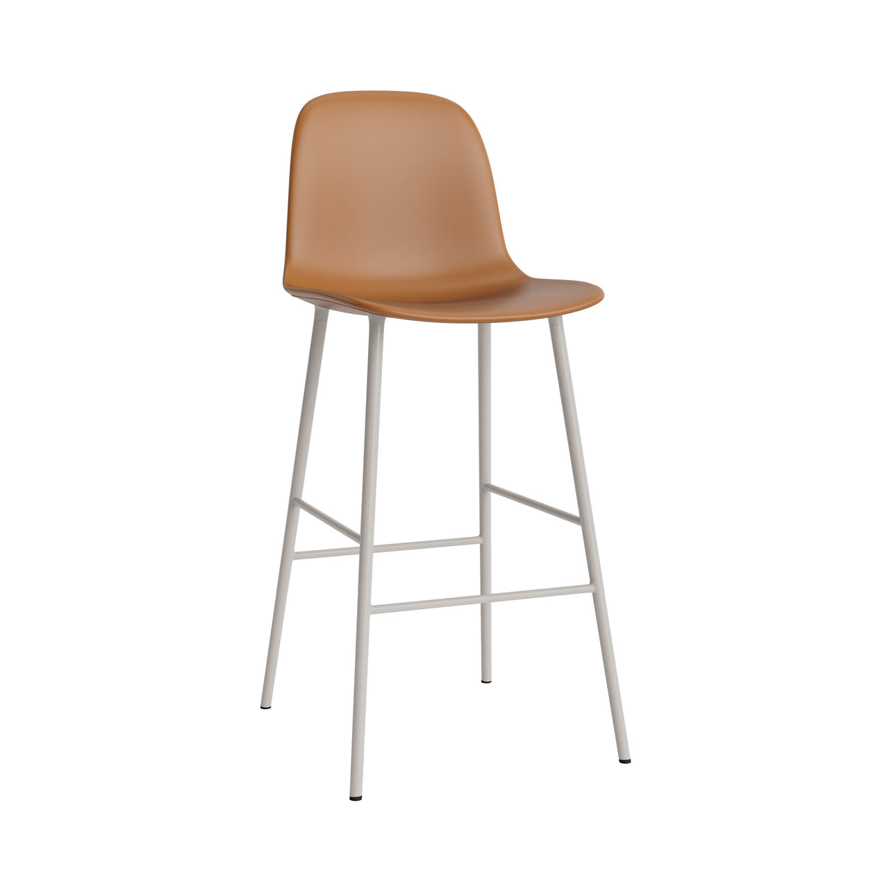 Form Bar Chair: Steel Base + Upholstered + Warm Grey