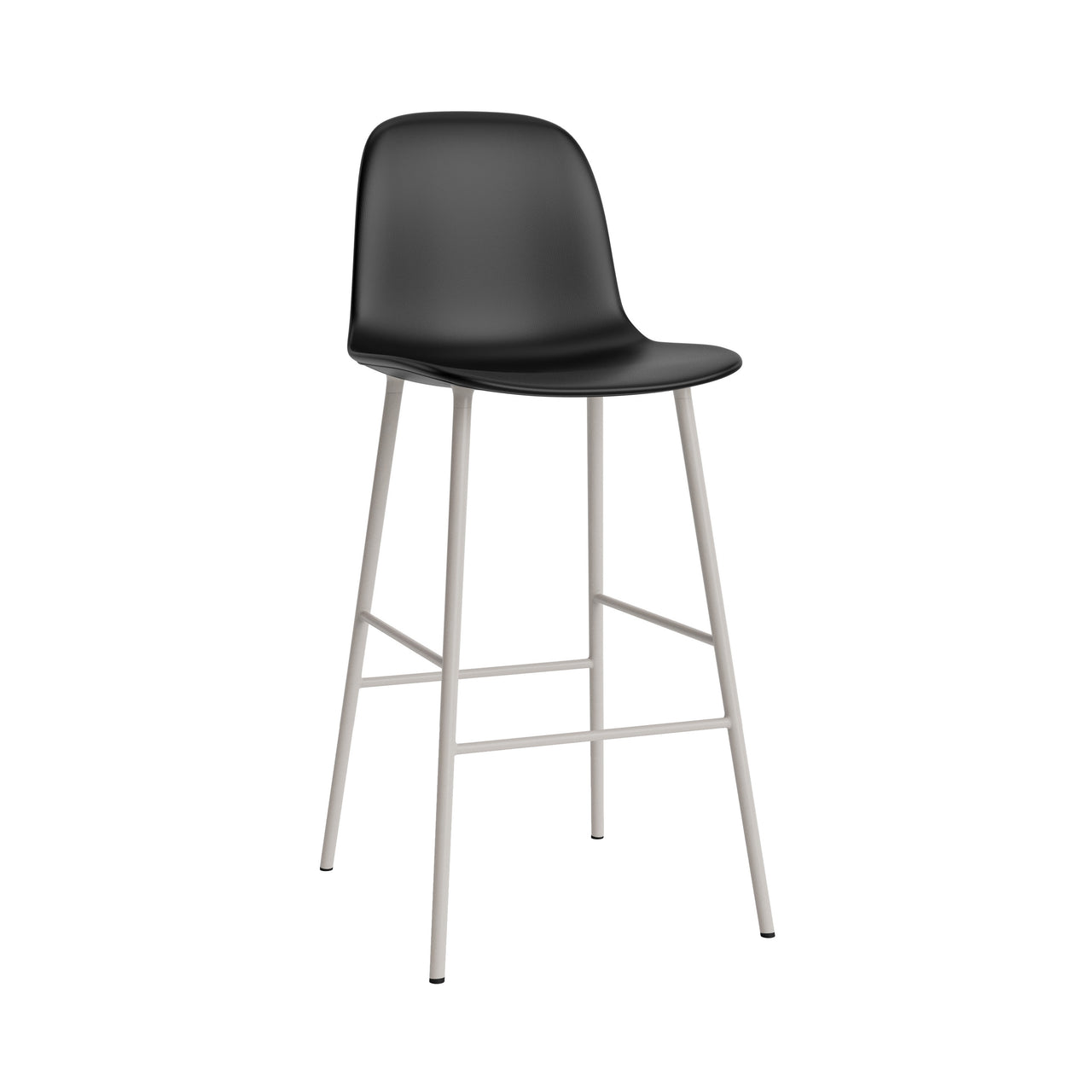 Form Bar Chair: Steel Base + Upholstered + Warm Grey
