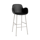 Form Bar Armchair: Steel Base + Upholstered + Warm Grey