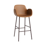 Form Bar Armchair: Steel Base + Upholstered + Brown