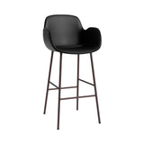 Form Bar Armchair: Steel Base + Upholstered + Brown