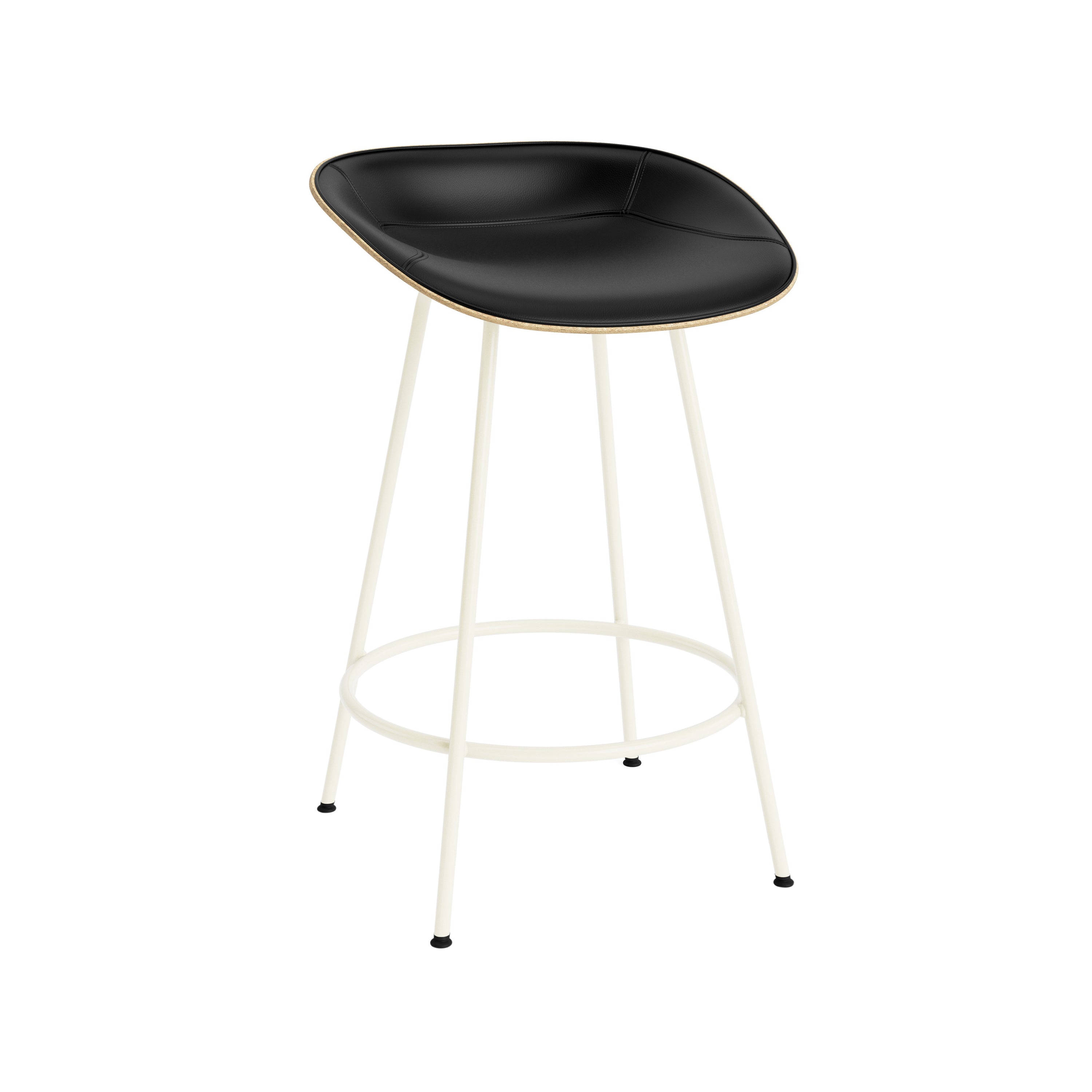 Mat Bar + Counter Stool: Steel Base + Front Upholstered + Counter + Hemp + Cream