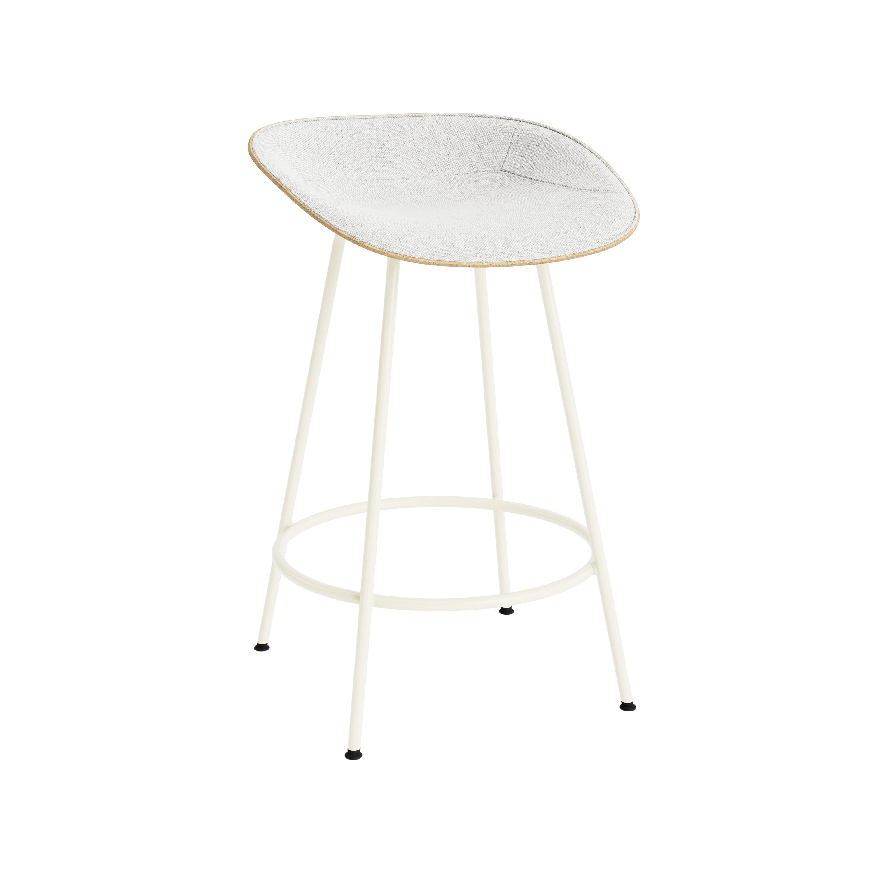 Mat Bar + Counter Stool: Steel Base + Front Upholstered + Counter + Hemp + Cream