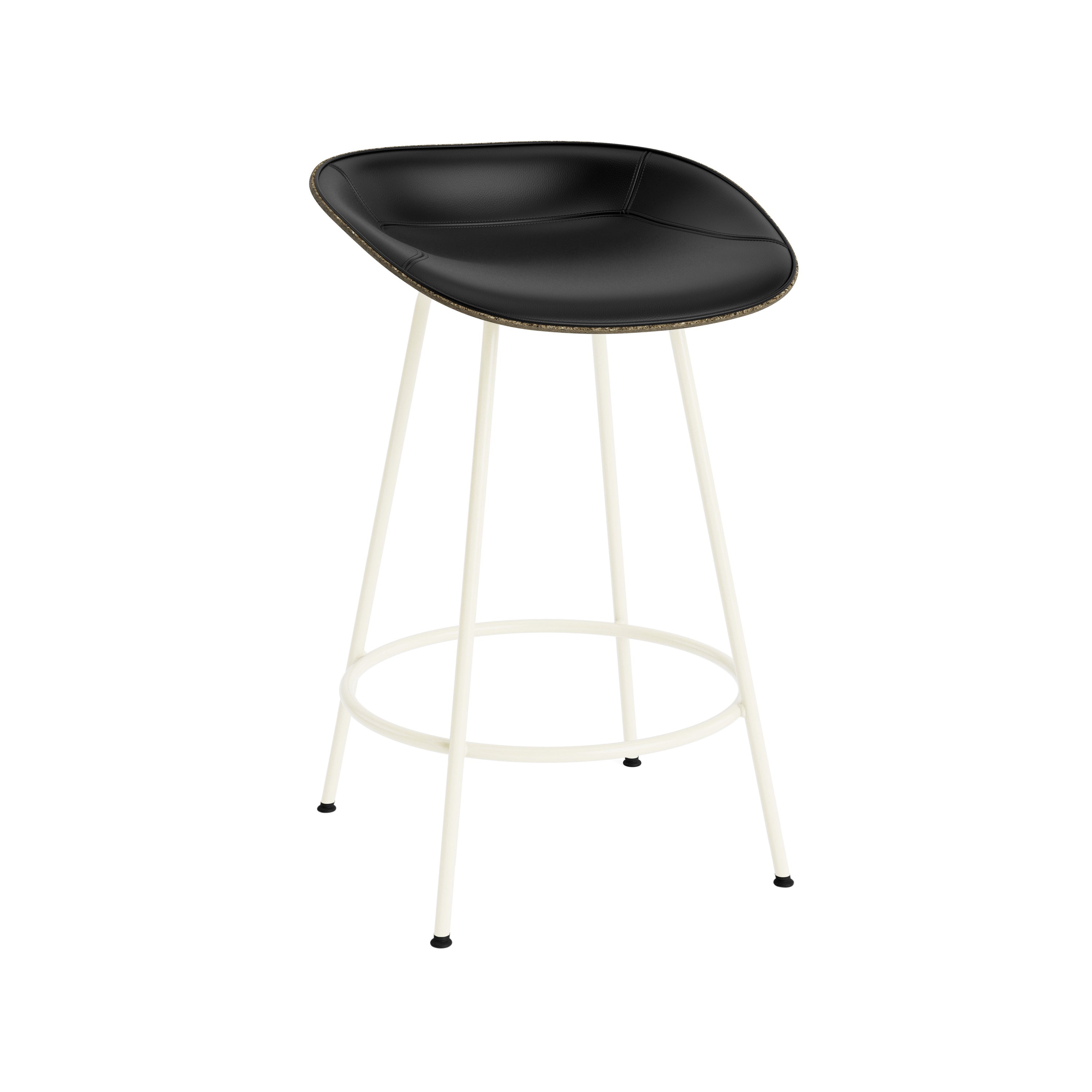 Mat Bar + Counter Stool: Steel Base + Front Upholstered + Counter + Seaweed + Cream
