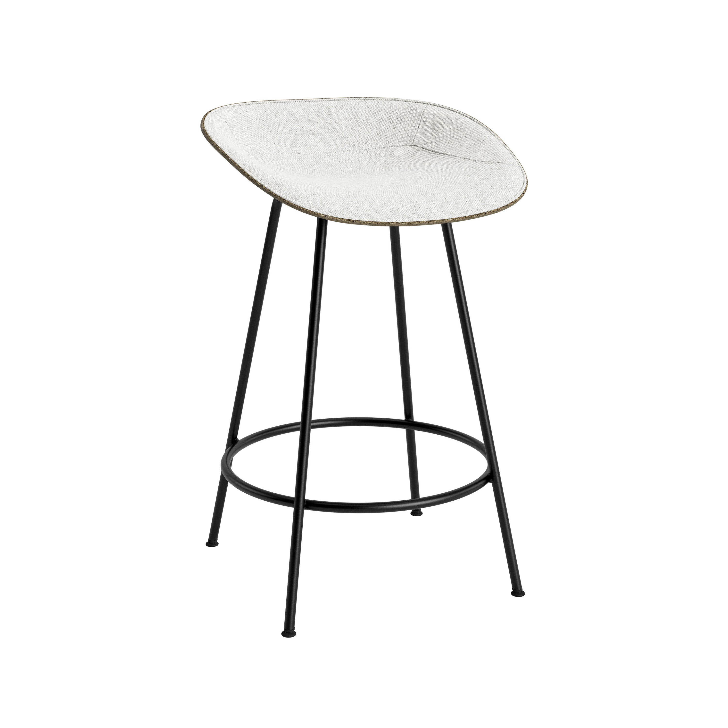 Mat Bar + Counter Stool: Steel Base + Front Upholstered + Counter + Seaweed + Black
