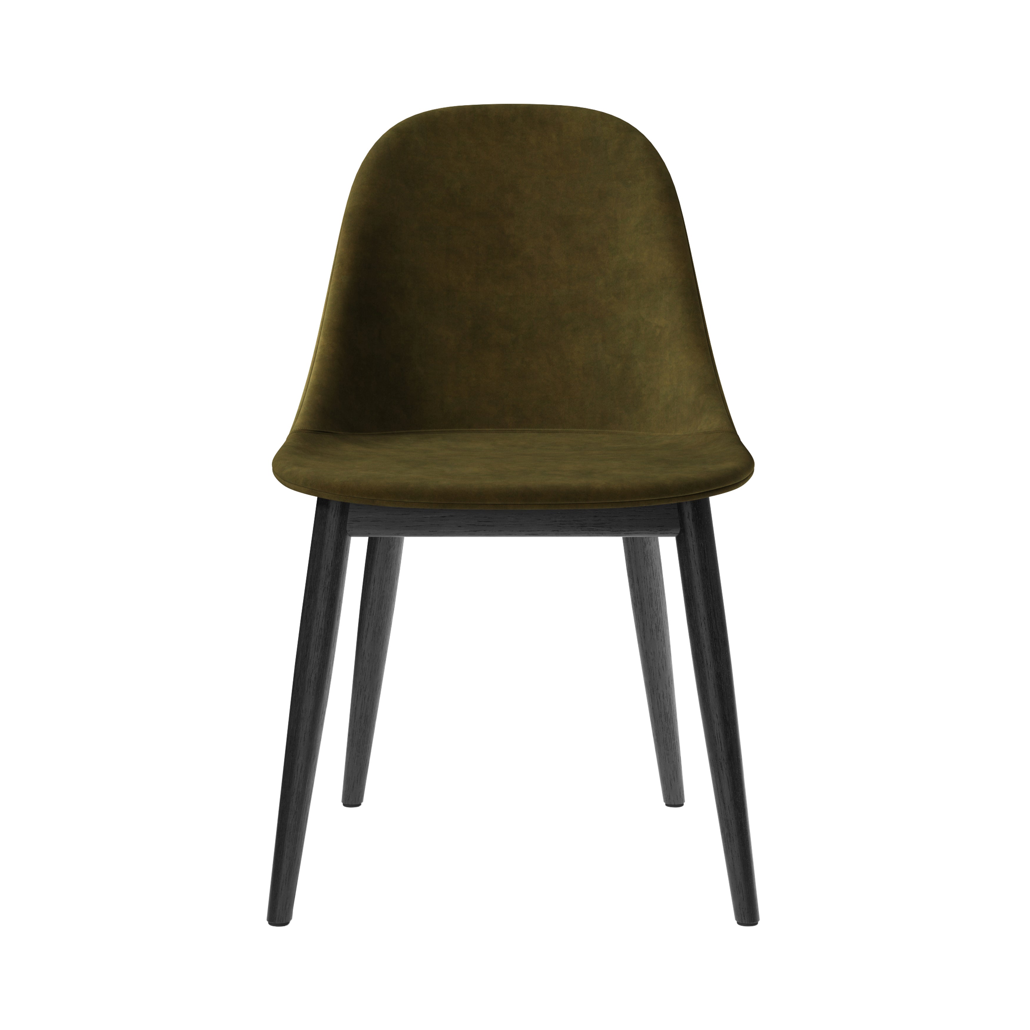 Harbour Side Chair: Wood Base Upholstered + Black Oak + Champion 035