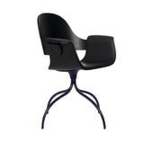 Showtime High Armchair with Swivel Base: Seat Upholstered + Stained Black + Bluish Grey 