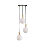 Triple Pendant with Sphere IV: Black + Oak + Brass