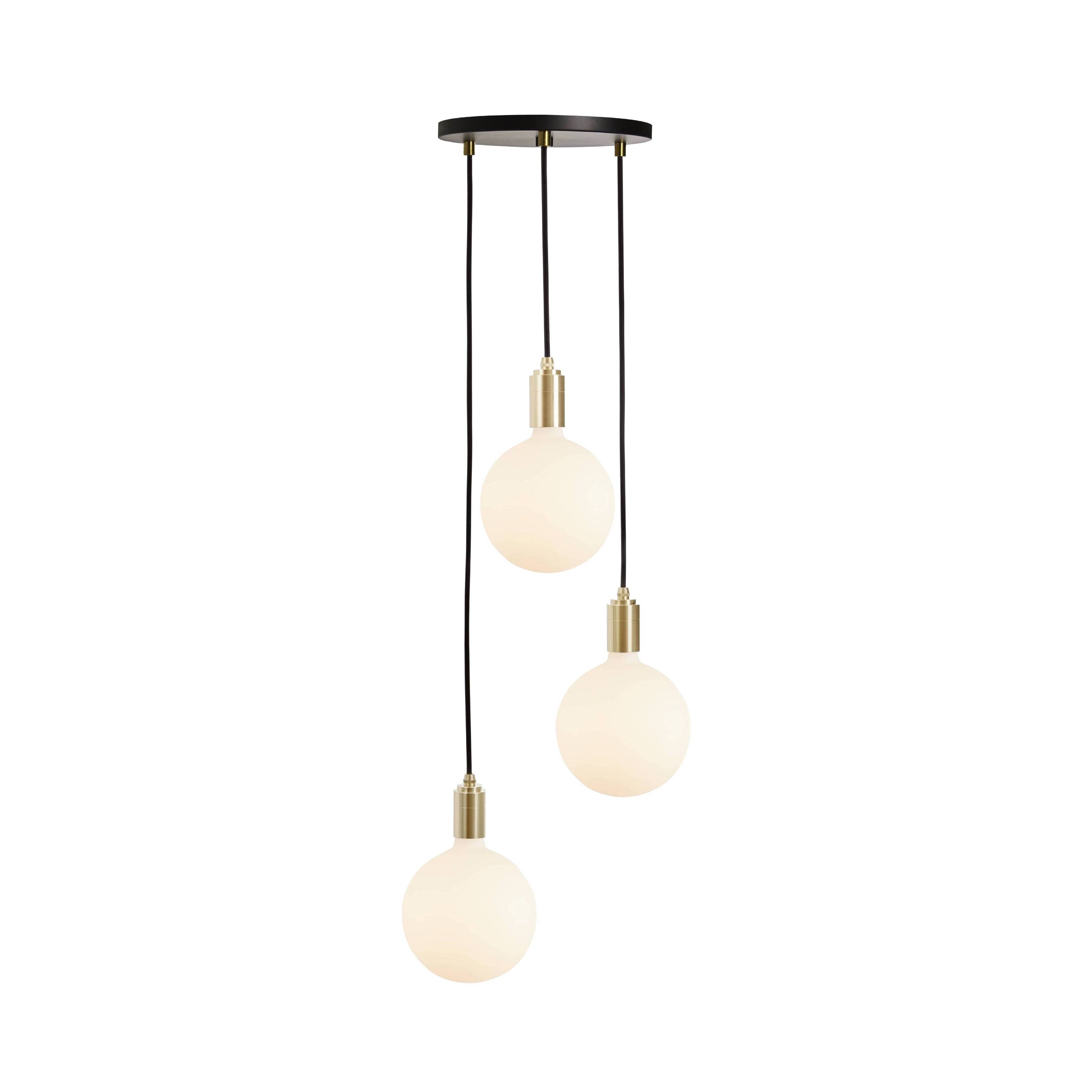 Triple Pendant with Sphere IV: Black + Brass