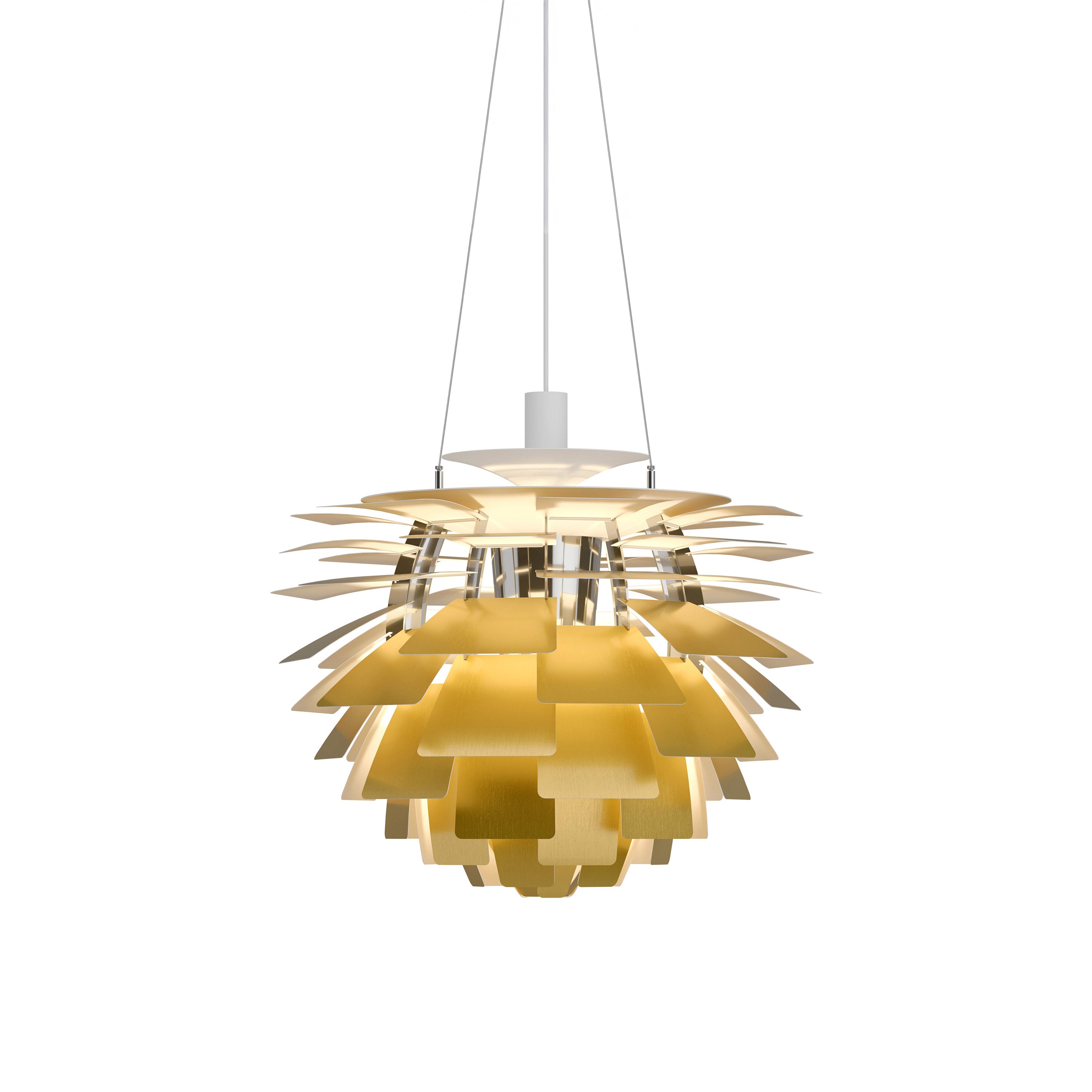 PH Artichoke Pendant: Medium + Brass + White