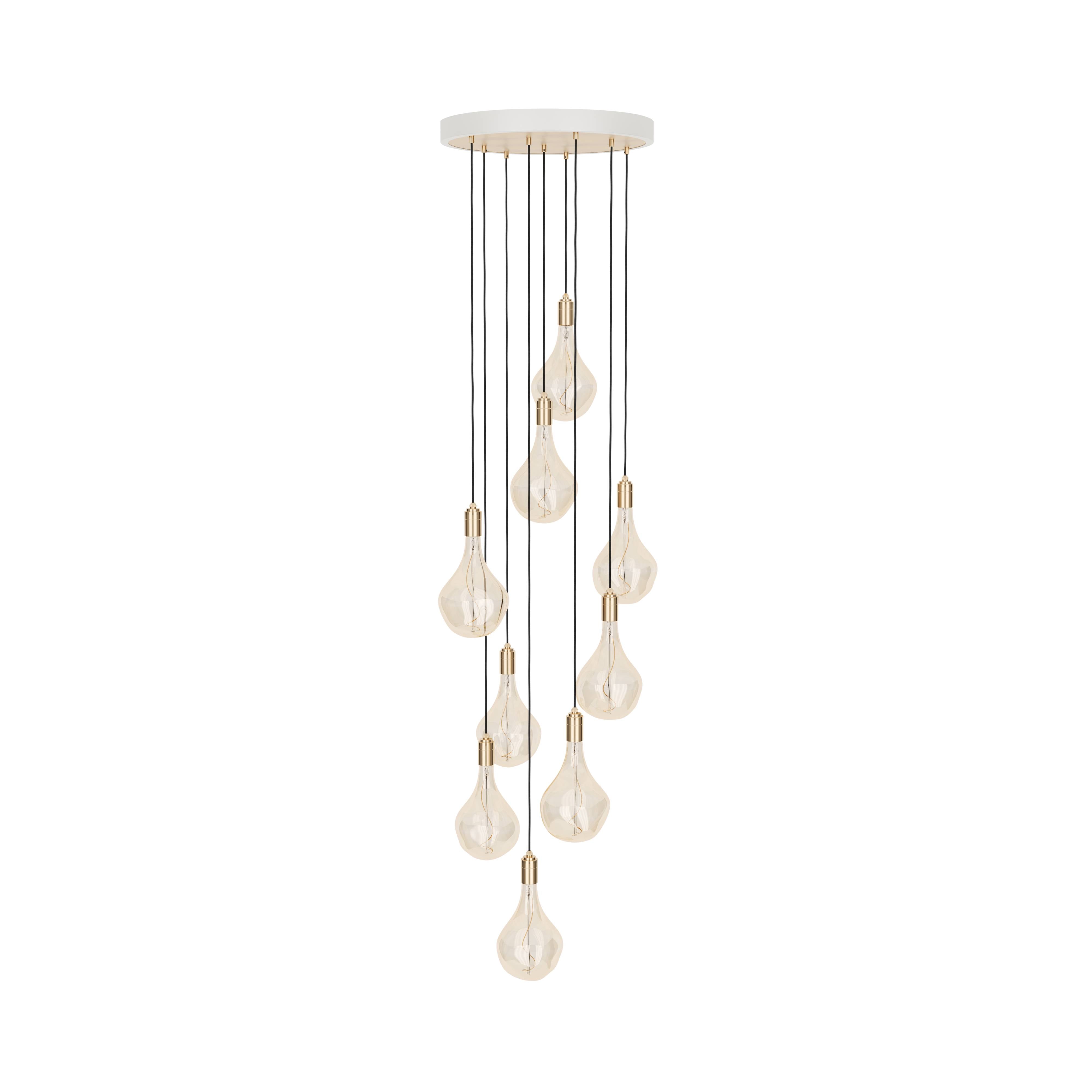 Nine Pendant With Voronoi II: White + Brass Plated Steel