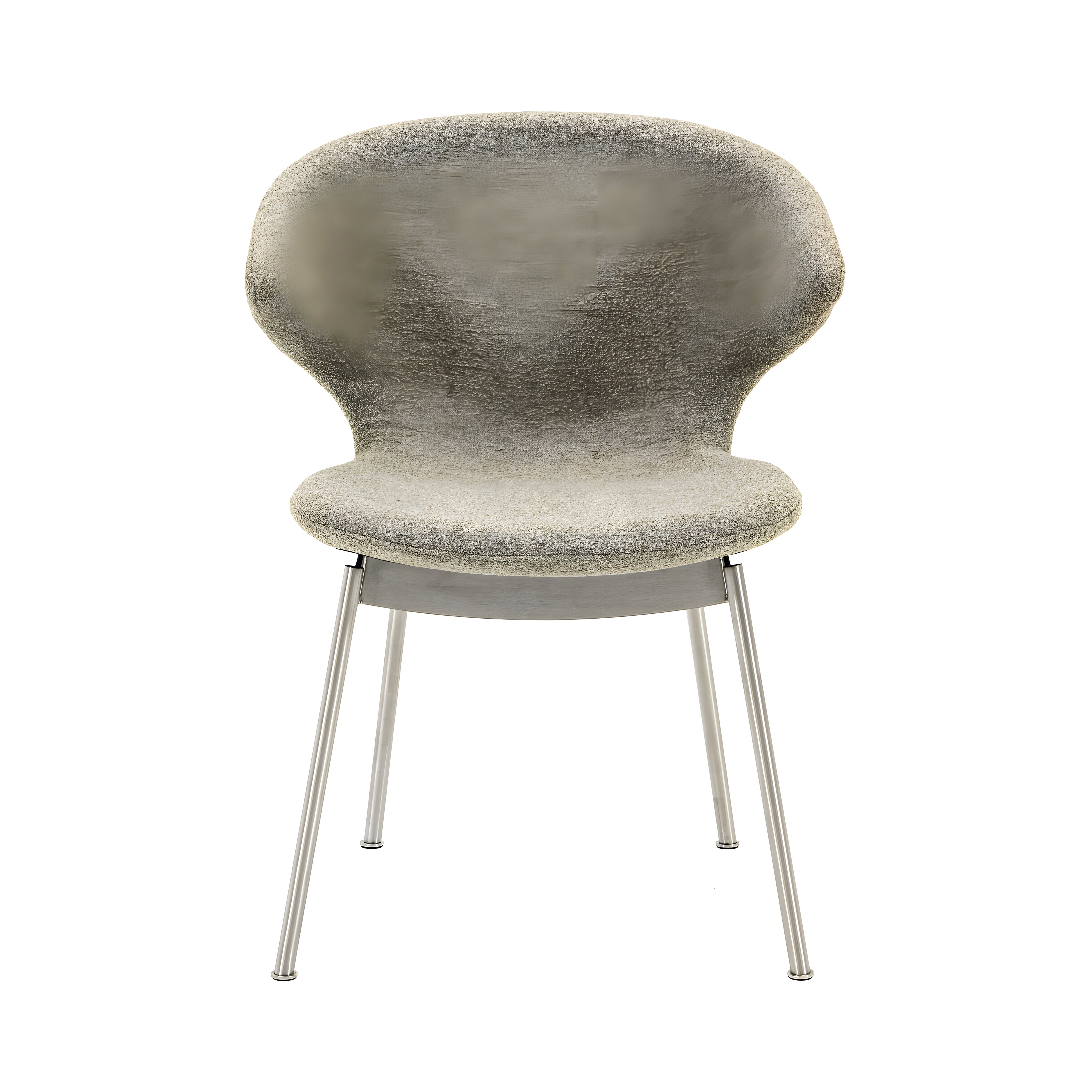 Ella Dining Chair: Tubular + Stainless Steel + Fine Boucle Sable