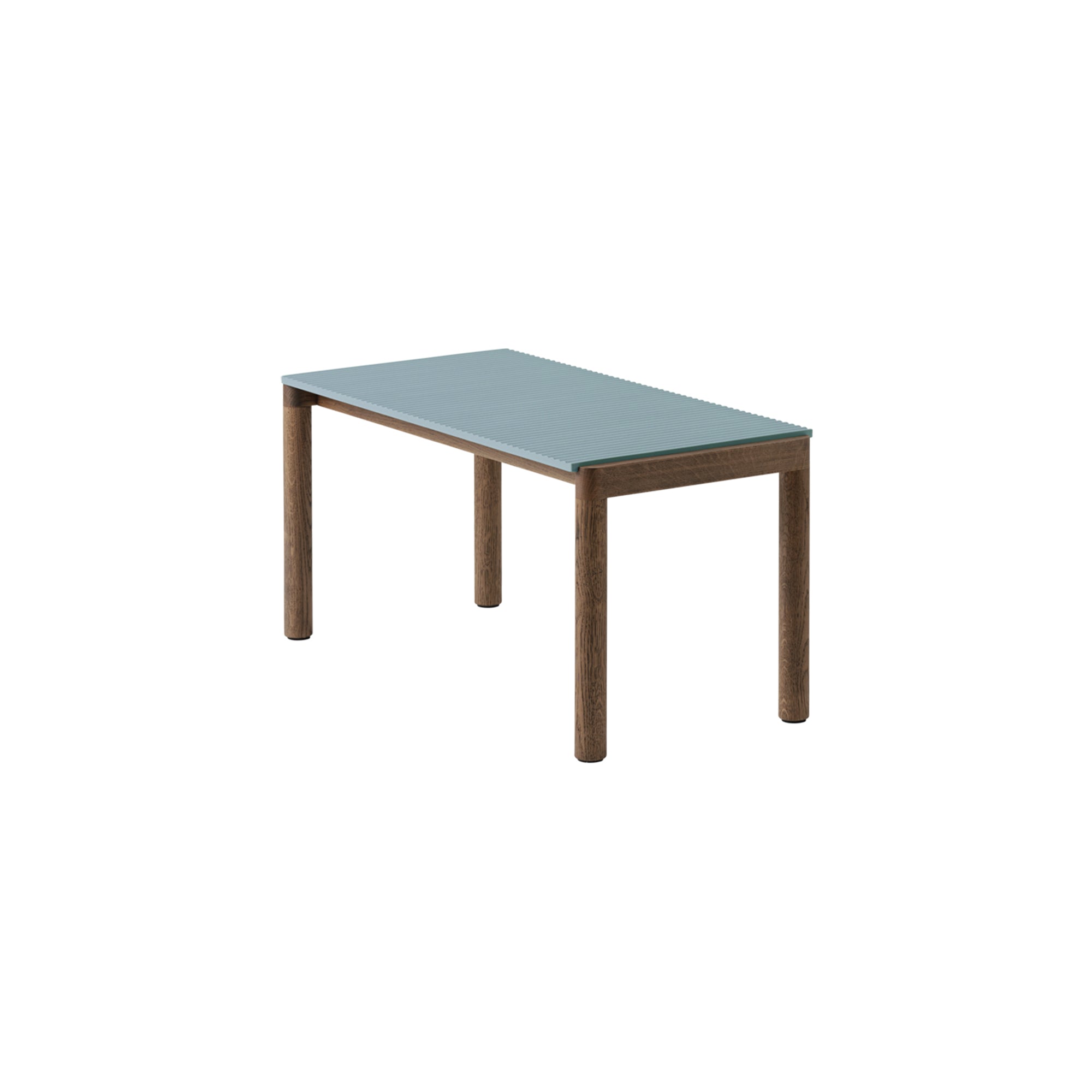 Couple Coffee Table: 1 Wavy + Light Blue + Dark Oiled Oak