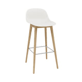 Fiber Bar + Counter Stool with Backrest: Wood Base + Bar + Natural White + Oak
