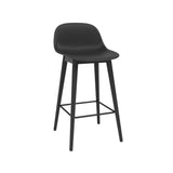 Fiber Bar + Counter Stool with Backrest: Wood Base + Counter + Black + Anthracite Black