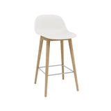 Fiber Bar + Counter Stool with Backrest: Wood Base + Counter + Natural White + Oak