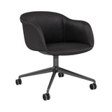 Fiber Soft Armchair: Swivel Base with Castors + Upholstered Shell + Anthracite Black