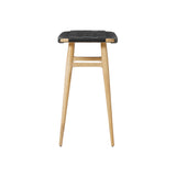 Freja Counter Stool: Natural Oak + Black Saddle + Leather Stripe Seat