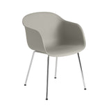 Fiber Armchair: Tube Base + Recycled Shell + Grey + Chrome