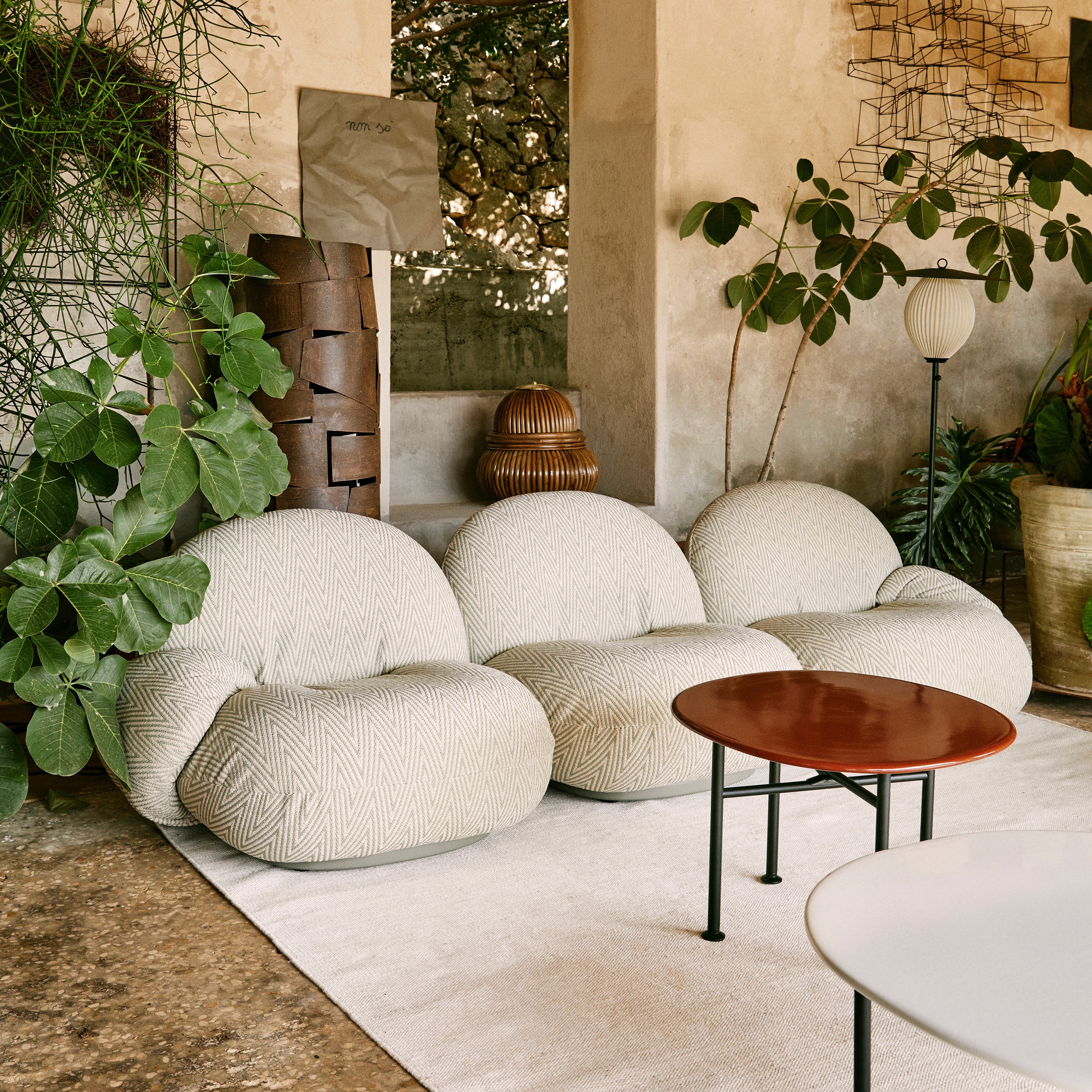 Pacha Sofa with Armrest + Ottoman: Outdoor