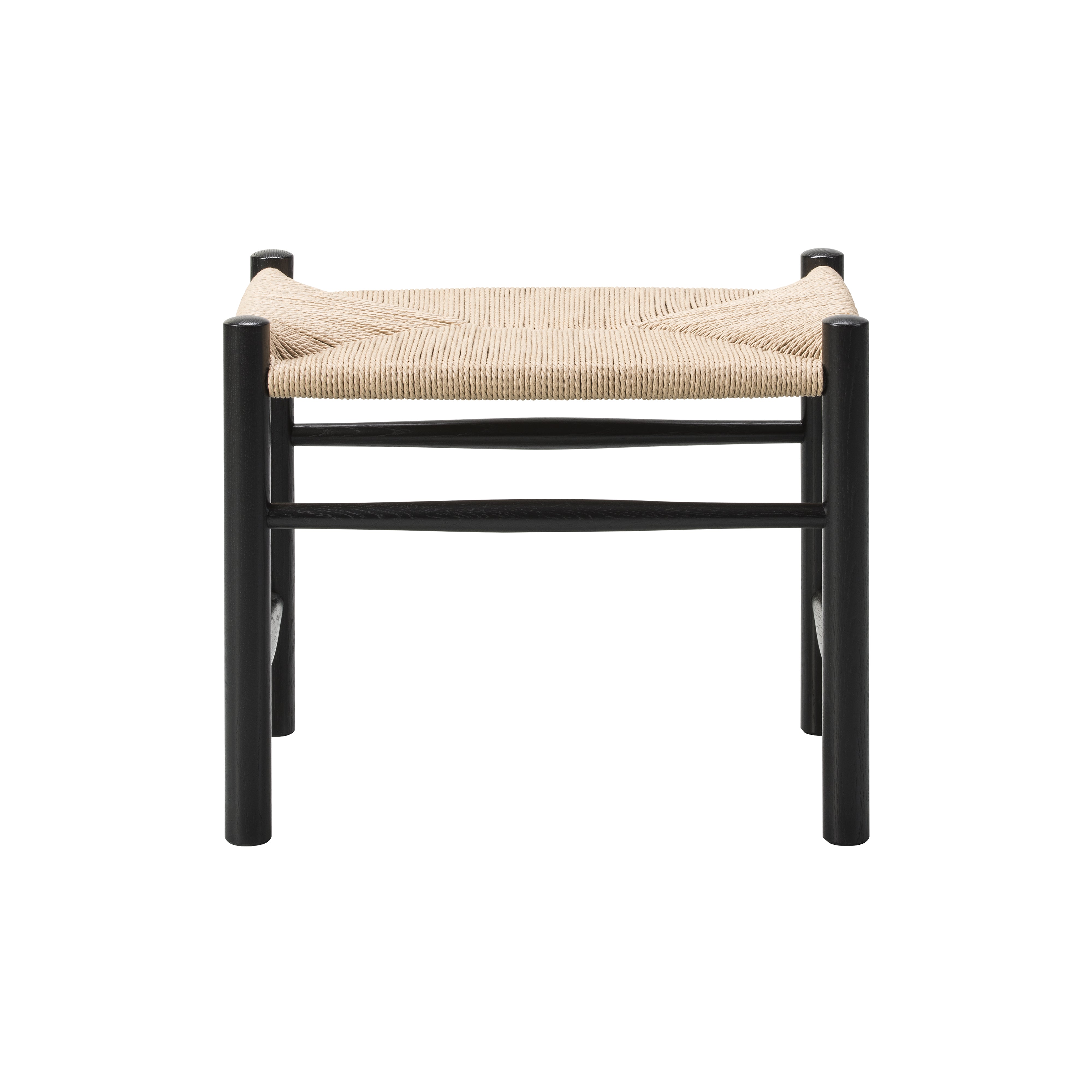 Wegner J16 Stool: Black Lacquered Oak + Natural