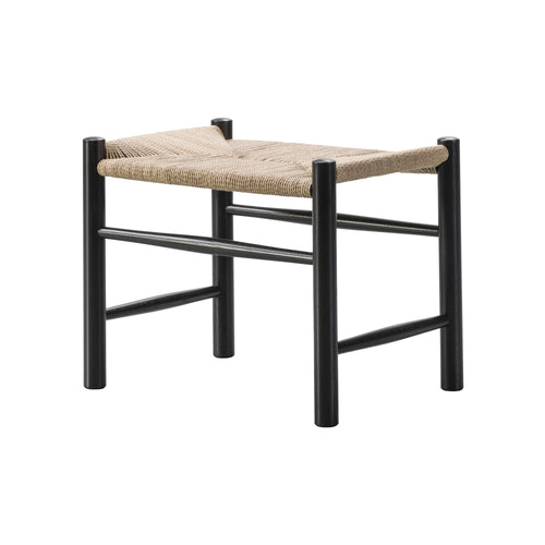 Wegner J16 Stool: Black Lacquered Oak + Natural