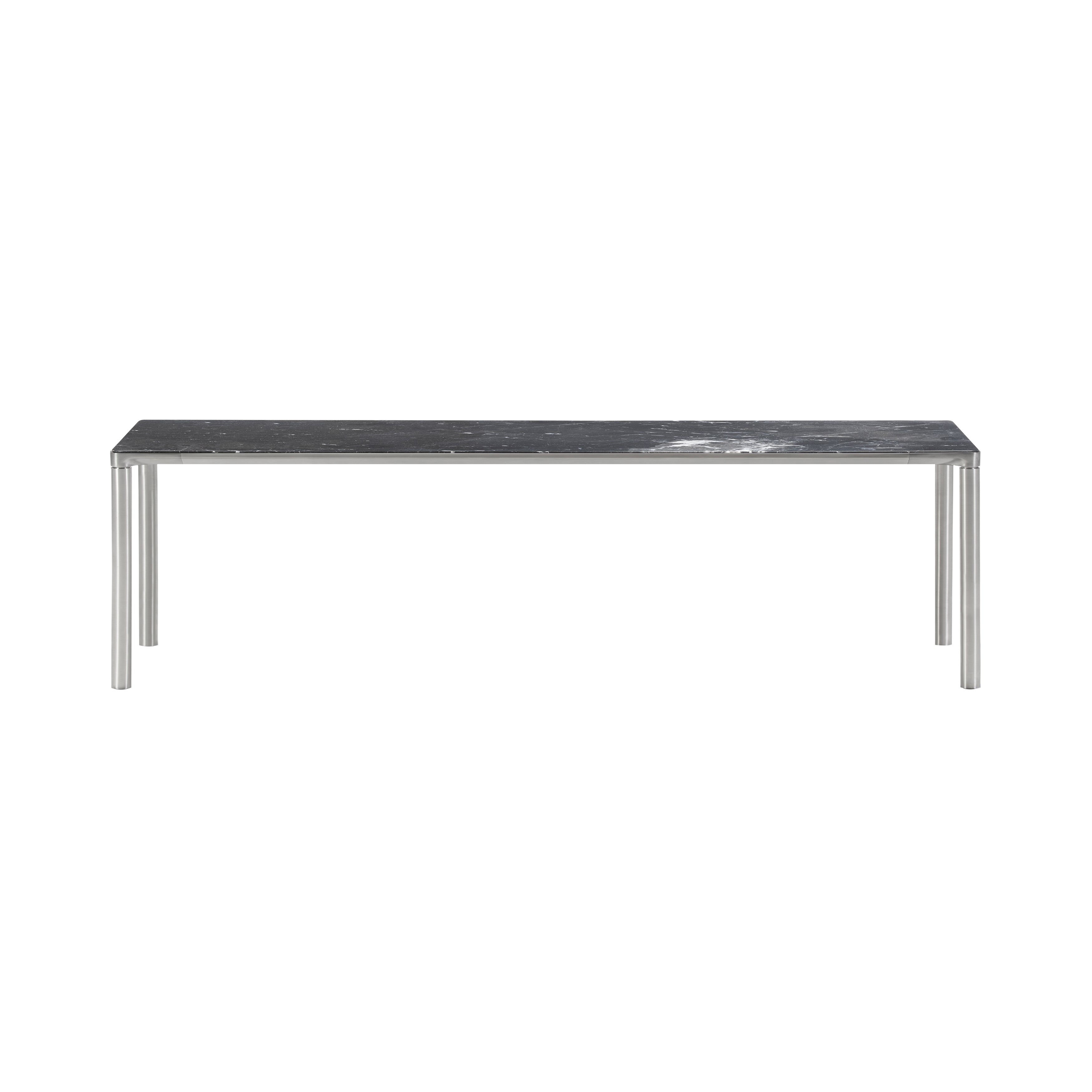 Piloti Alu Table: Extra Large + Low + Black Marquina + Brushed Aluminum