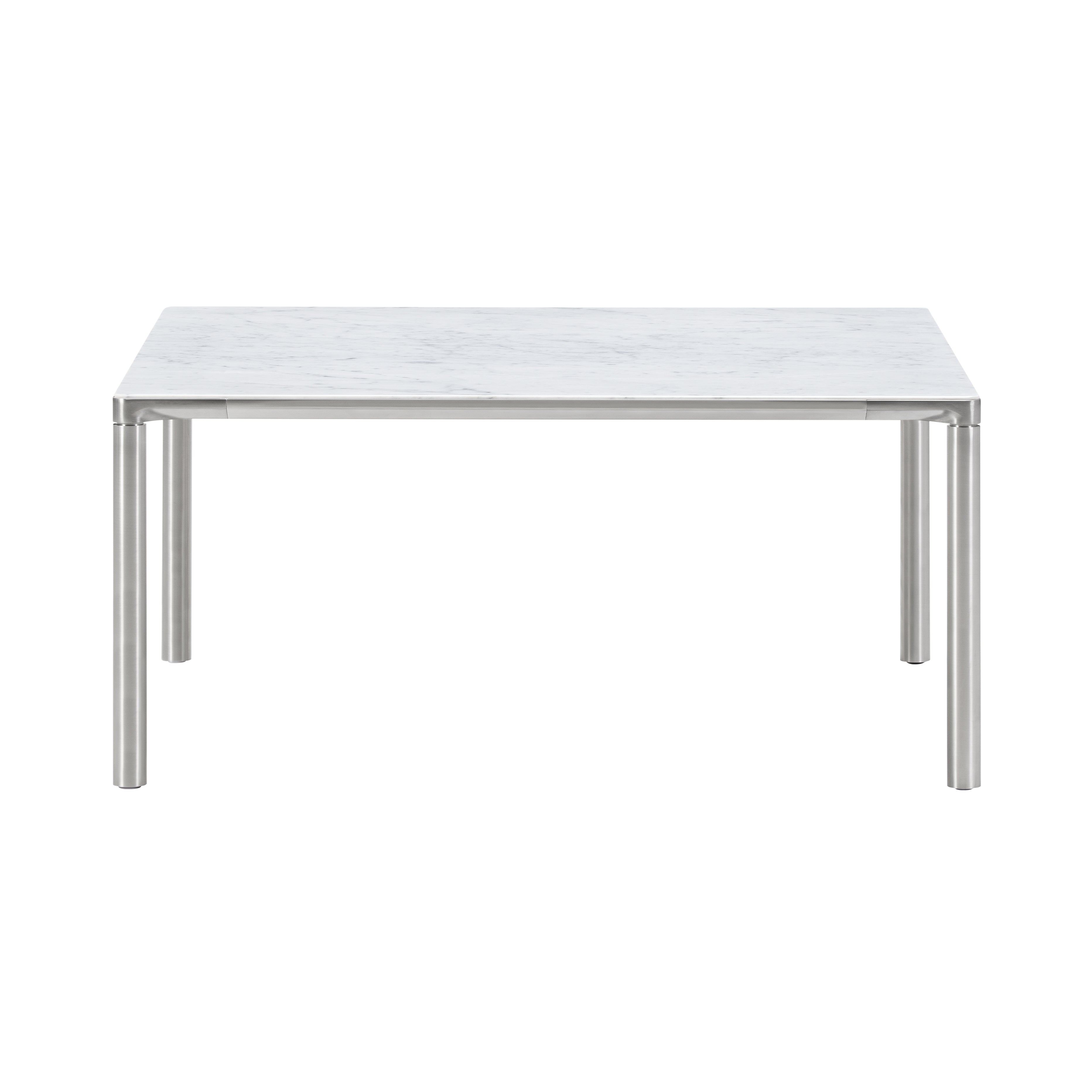Piloti Alu Table: Square + Low + White Carrara + Brushed Aluminum