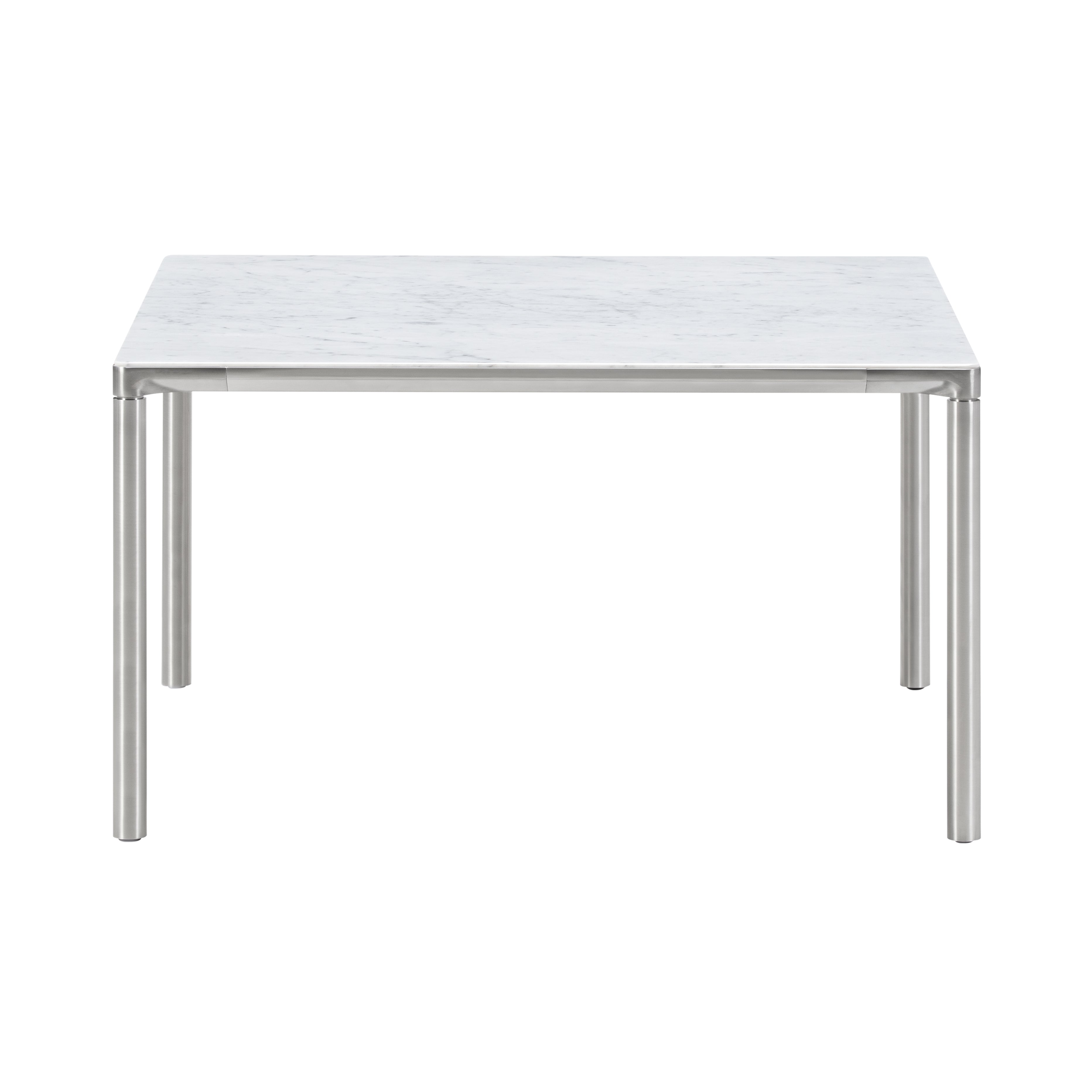 Piloti Alu Table: Square + High + White Carrara + Brushed Aluminum