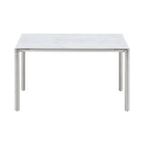 Piloti Alu Table: Square + High + White Carrara + Brushed Aluminum