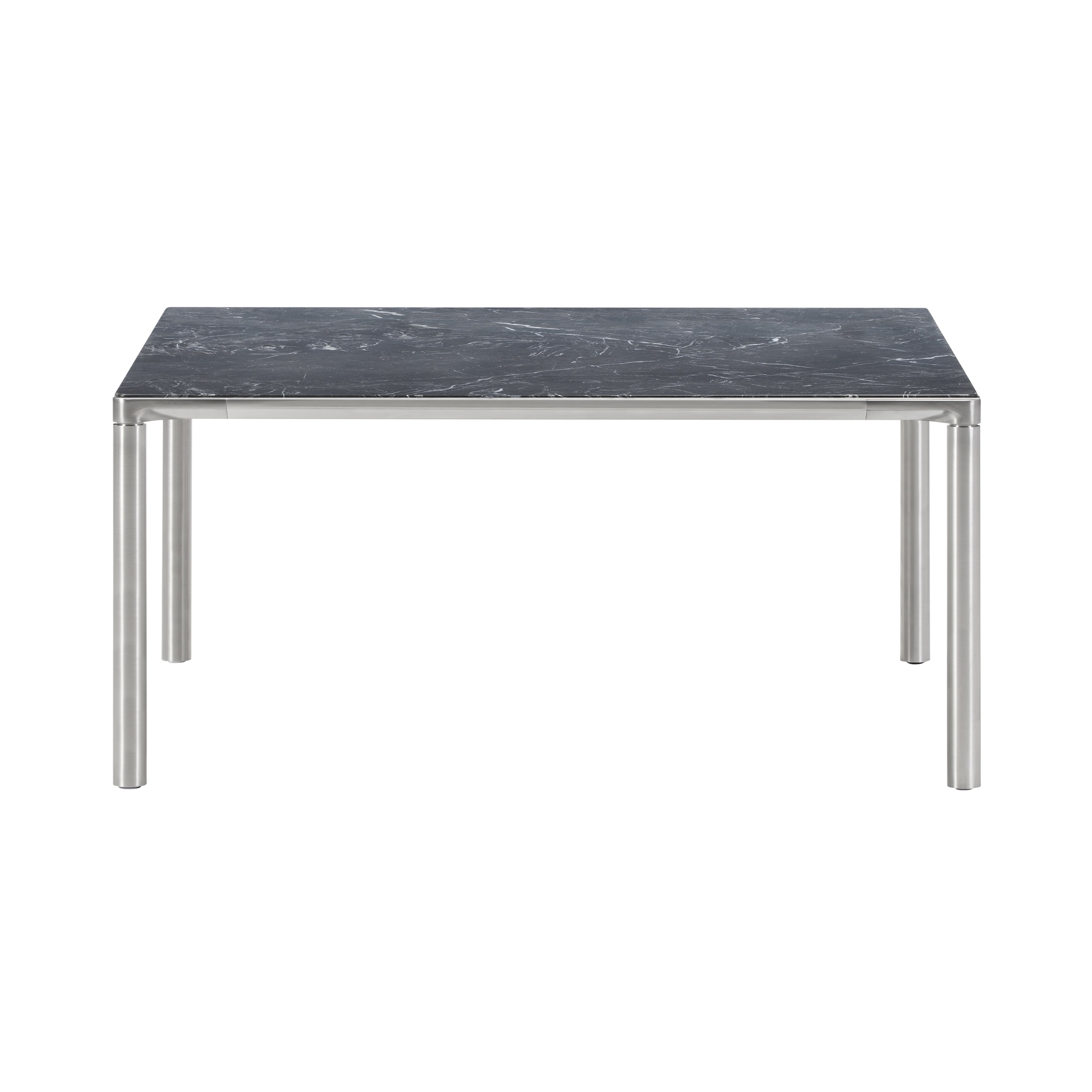 Piloti Alu Table: Square + Low + Black Marquina + Brushed Aluminum