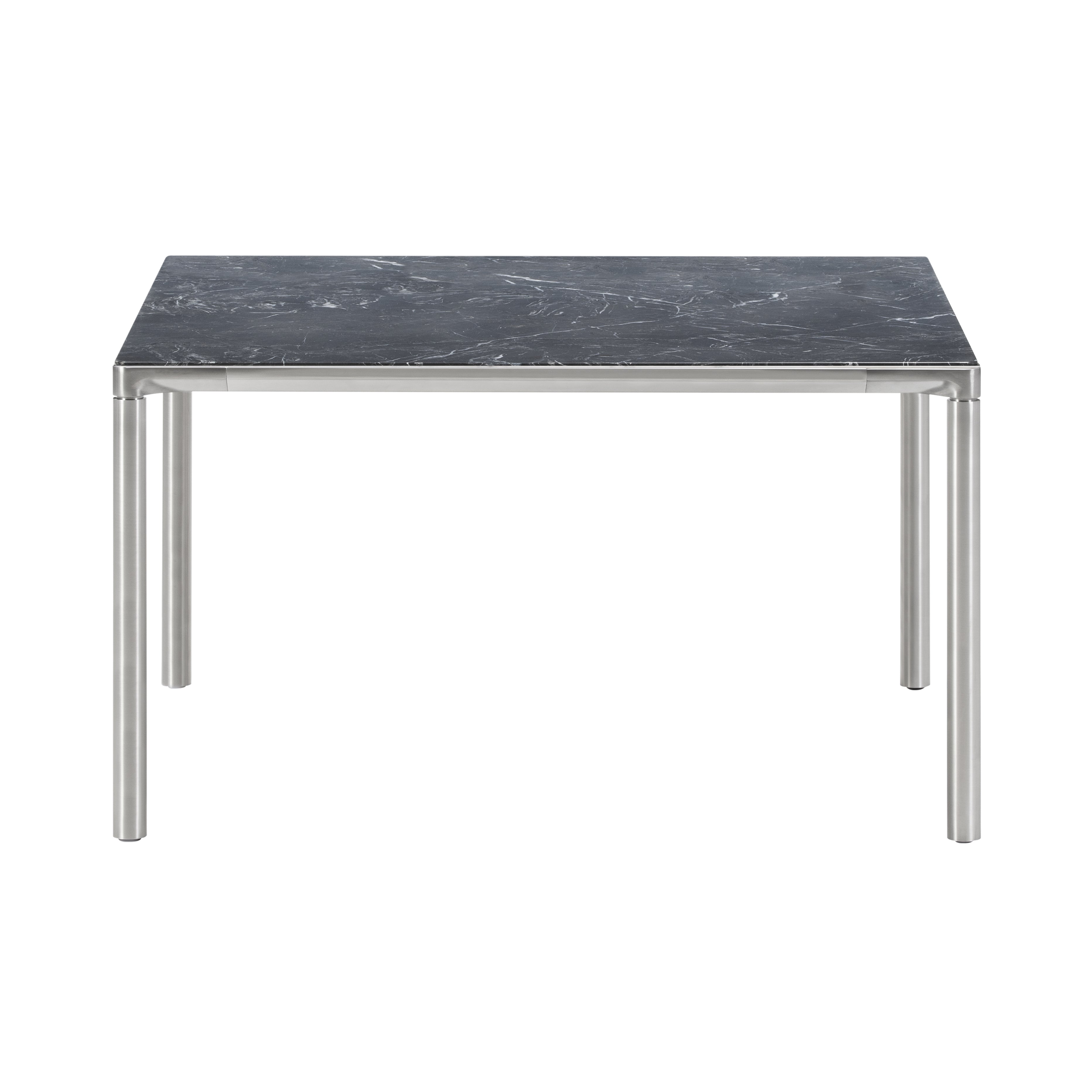 Piloti Alu Table: Square + High + Black Marquina + Brushed Aluminum