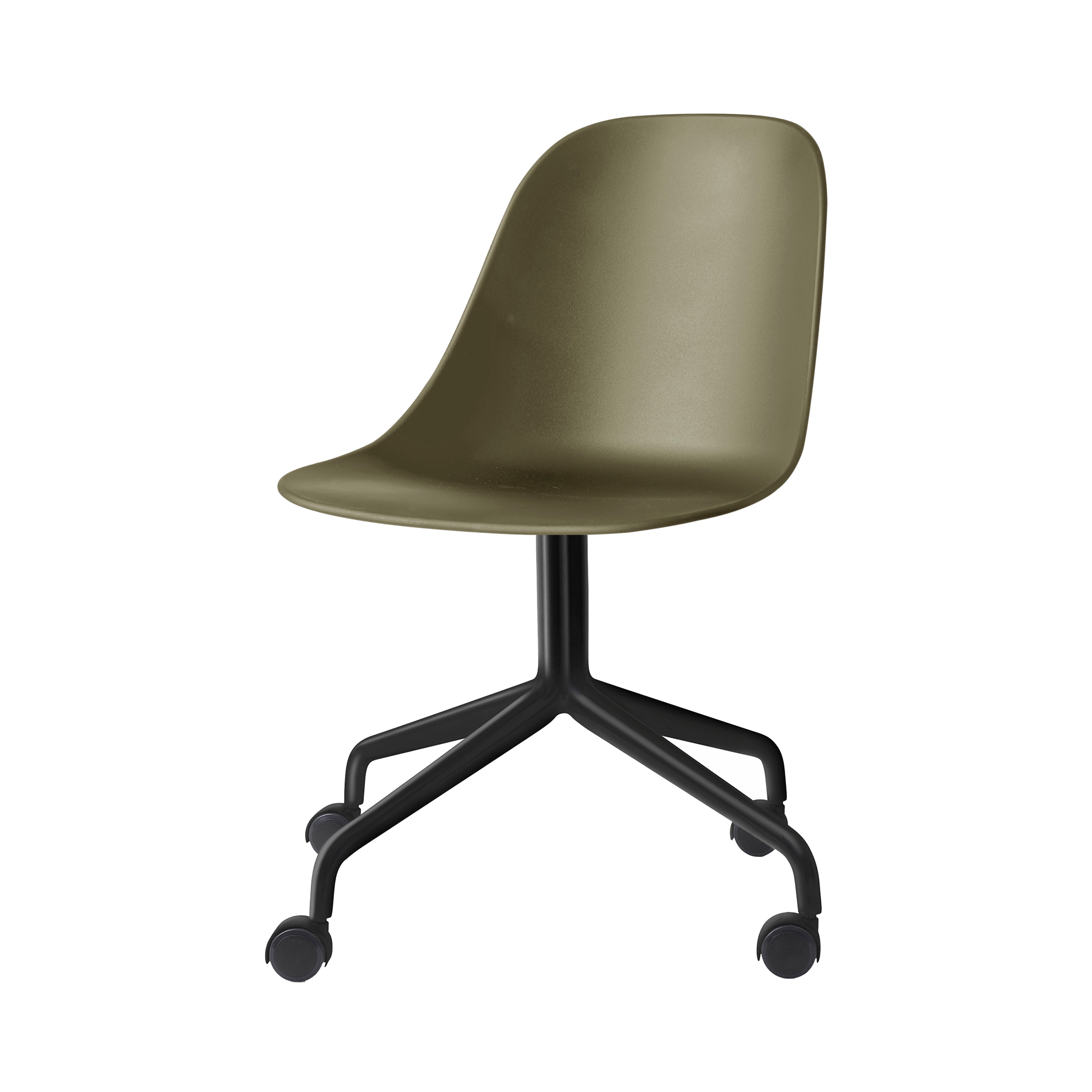Harbour Side Chair Star Base with Casters: Black Aluminum + Olive