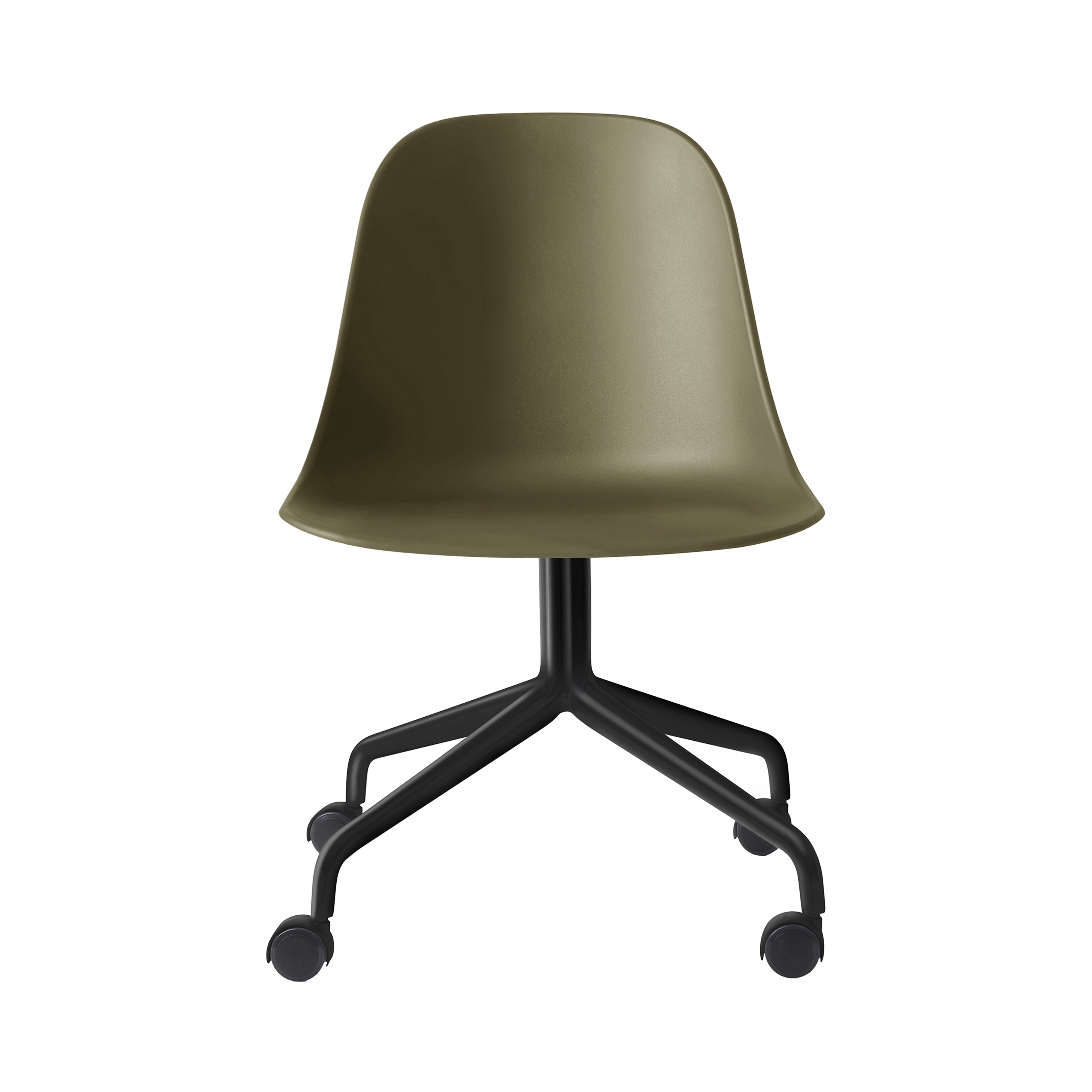 Harbour Side Chair Star Base with Casters: Black Aluminum + Olive